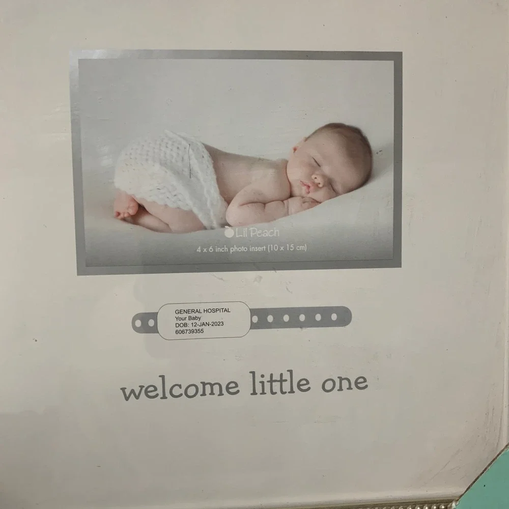 Lil Peach Baby Bracelet Frame Unisex OS 93041 Silver Hospital ID Keepsake New